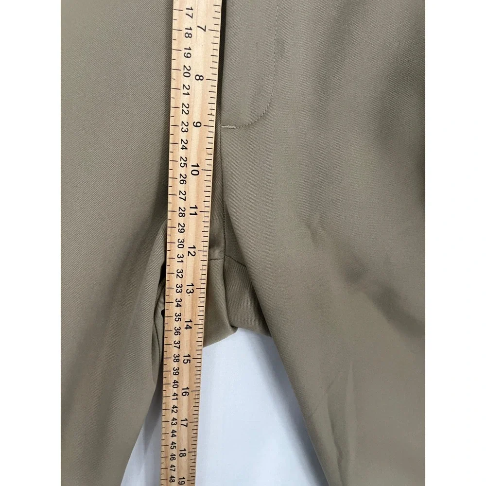 Haggar Pleated Dress Pants Mens 38x32 Tan Khaki Polyester Trousers 2790